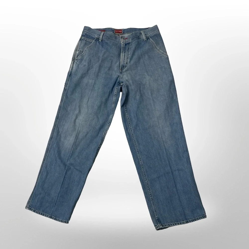 Vintage Y2K Tommy Hilfiger Red Label Carpenter‎ Jeans Mens 32x30 Wide Leg Denim